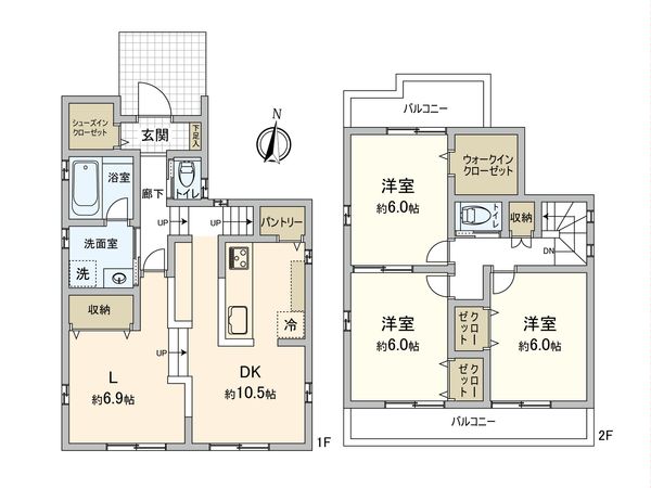和光市新倉2丁目新築3号棟 間取図(平面図)