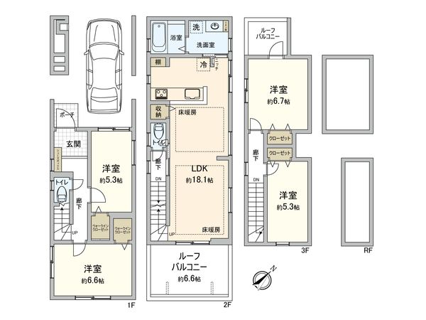板橋区成増4丁目 新築戸建 間取図(平面図) 板橋区成増4丁目 新築戸建 間取図(平面図)