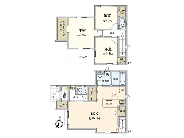 練馬区田柄2丁目 新築戸建 間取図(平面図) 練馬区田柄2丁目 新築戸建 間取図(平面図)