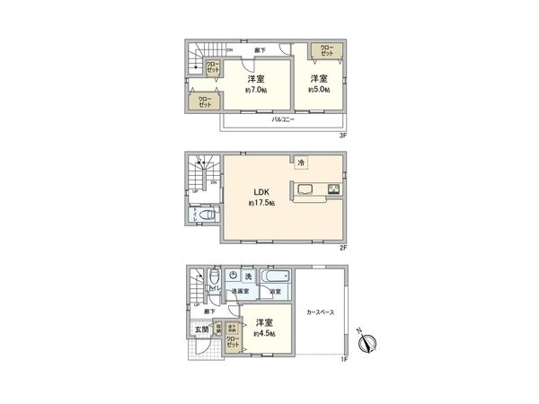 和光市下新倉3丁目 戸建 3号棟 間取図(平面図)