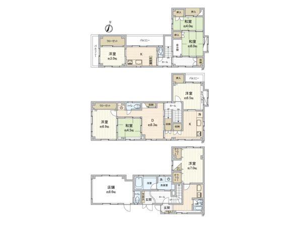板橋区成増3丁目店舗付賃貸併用住宅 間取図(平面図) 板橋区成増3丁目店舗付賃貸併用住宅 間取図(平面図)