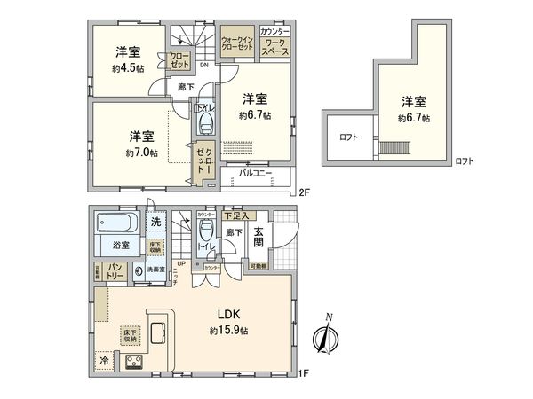 練馬区田柄2丁目 戸建 2号棟 間取図(平面図) 練馬区田柄2丁目 戸建 2号棟 間取図(平面図)