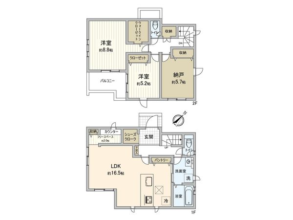 和光市南1丁目 新築戸建 5号棟 間取図(平面図) 和光市南1丁目 新築戸建 5号棟 間取図(平面図)