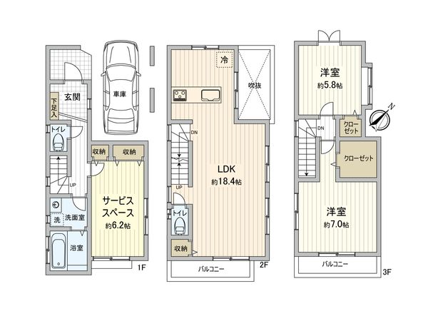 板橋区赤塚6丁目 戸建 間取図(平面図) 間取図(平面図)