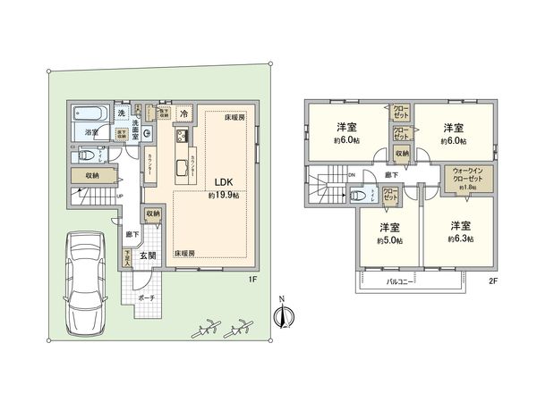 練馬区貫井4丁目 新築戸建 2号地 間取図(平面図) 練馬区貫井4丁目 新築戸建 2号地 間取図(平面図)