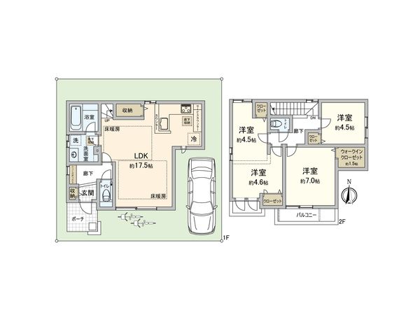 練馬区高松6丁目 新築戸建 13号地 間取図(平面図) 練馬区高松6丁目 新築戸建 13号地 間取図(平面図)