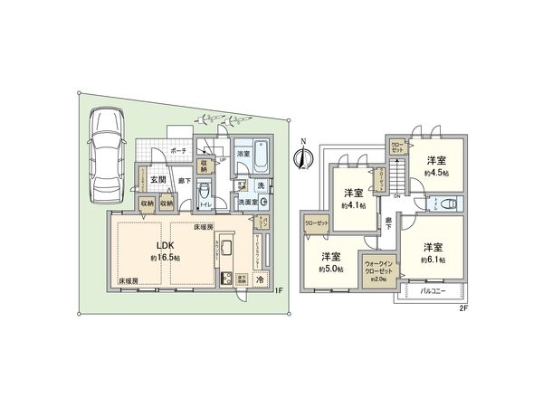 練馬区高松6丁目 新築戸建 18号地 間取図(平面図) 練馬区高松6丁目 新築戸建 18号地 間取図(平面図)
