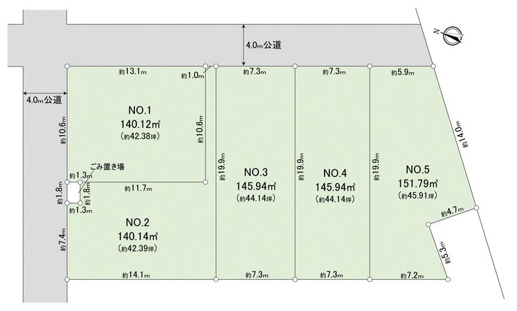 川越市新宿町6丁目土地5区画 全体区画図