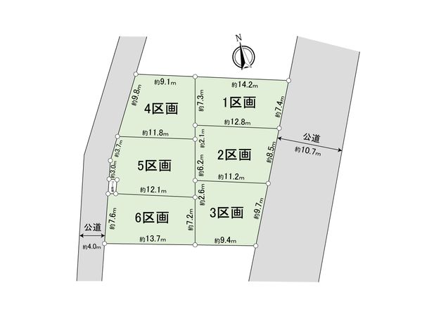川越市大字的場 土地 6区画 区画図