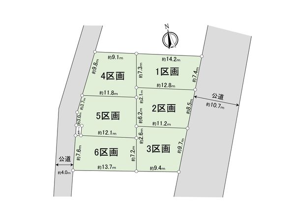 川越市大字的場土地D区画 全体区画図