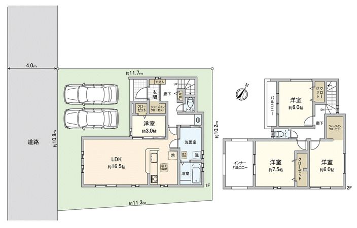川越市大字大袋新田新築戸建2号棟 間取図(平面図) 川越市大字大袋新田新築戸建2号棟 間取図(平面図)