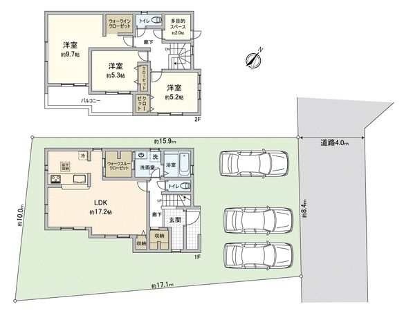 川越市大字藤間新築戸建1号棟 間取図(平面図)