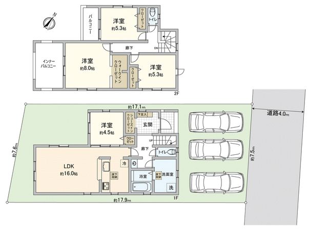 川越市大字藤間新築戸建2号棟 間取図(平面図)