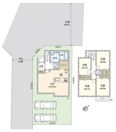 川越市かすみ野1丁目新築戸建 間取図(平面図)