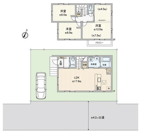 川越市むさし野新築戸建 間取図(平面図) 川越市むさし野新築戸建 間取図(平面図)