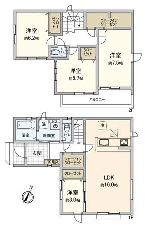 川越市今成3丁目新築戸建5号棟 間取図(平面図)