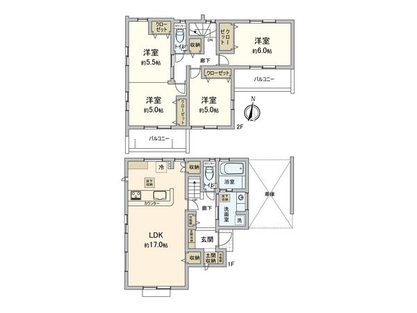 川越市仙波町3丁目 新築戸建4号棟 間取図(平面図) 川越市仙波町3丁目 新築戸建4号棟 間取図(平面図)