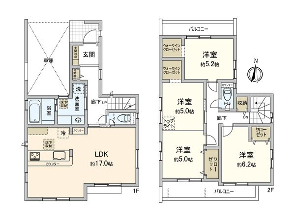 川越市仙波町3丁目 新築戸建3号棟 間取図(平面図)