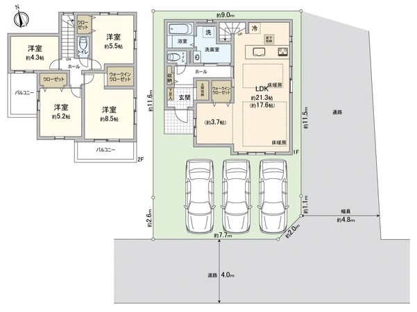 川越市新宿町3丁目新築戸建 間取図(平面図) 川越市新宿町3丁目新築戸建 間取図(平面図)