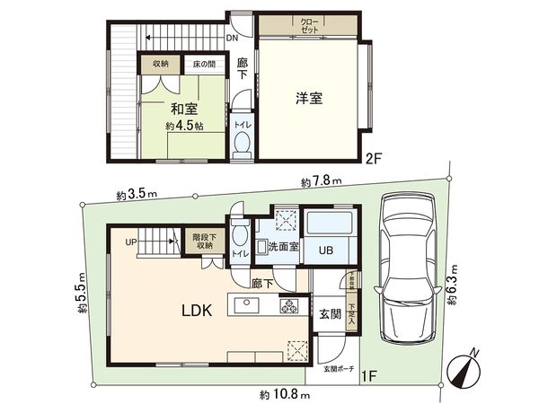 鶴ヶ島市大字鶴ヶ丘 中古戸建 間取図(平面図)