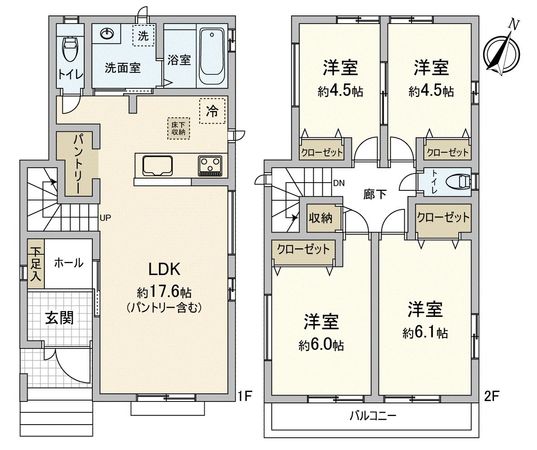 川越市郭町2丁目戸建1号棟 間取図(平面図) 川越市郭町2丁目戸建1号棟 間取図(平面図)
