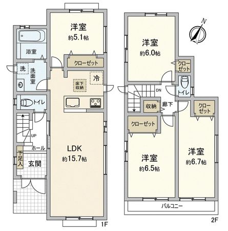 川越市郭町2丁目戸建3号棟 間取図(平面図) 川越市郭町2丁目戸建3号棟 間取図(平面図)