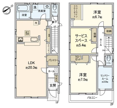 鶴ヶ島市富士見4丁目新築戸建2号棟 間取図(平面図) 鶴ヶ島市富士見4丁目新築戸建2号棟 間取図(平面図)