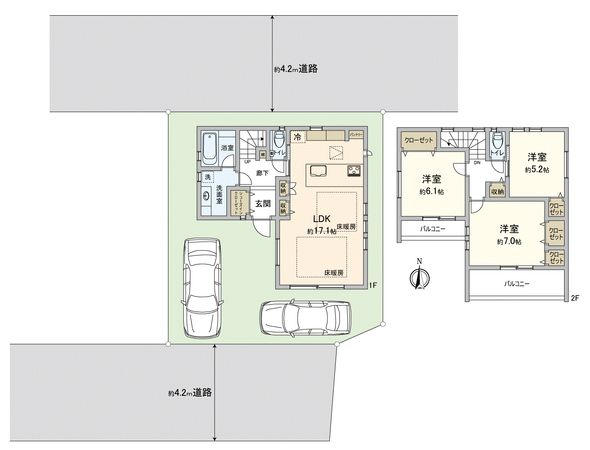 川越市南大塚1丁目新築戸建 間取図(平面図) 川越市南大塚1丁目新築戸建 間取図(平面図)