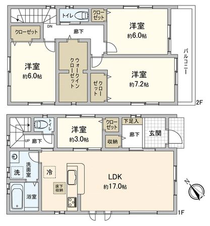 鶴ヶ島市富士見5丁目新築戸建1号棟 間取図(平面図) 間取図(平面図)