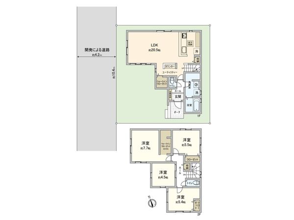 川越市小仙波町2丁目新築戸建6号棟 間取図(平面図) 間取図(平面図)