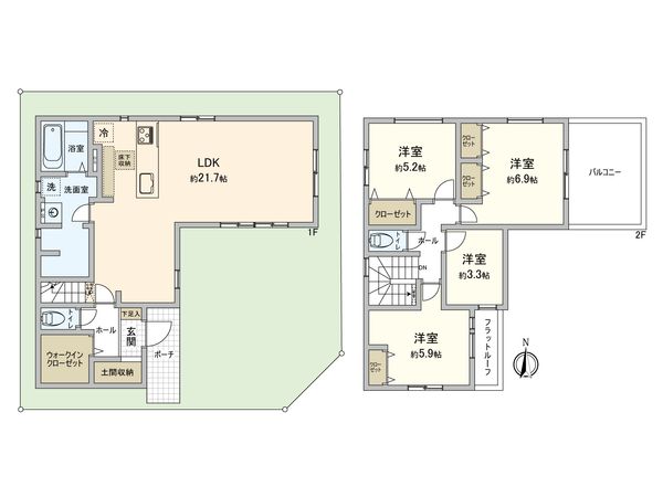 川越市霞ケ関北6丁目 新築戸建 間取図(平面図) 川越市霞ケ関北6丁目 新築戸建 間取図(平面図)