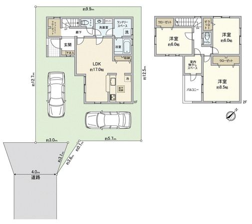 川越市旭町3丁目新築戸建 間取図(平面図) 川越市旭町3丁目新築戸建 間取図(平面図)