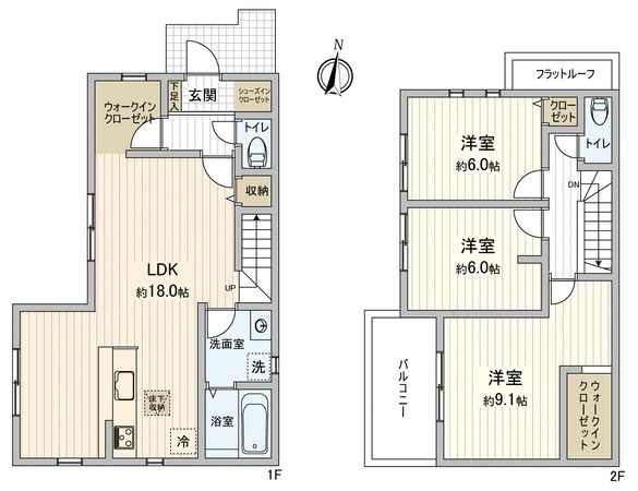 川越市むさし野新築戸建1号棟 間取図(平面図) 間取図(平面図)