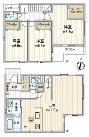 川越市むさし野新築戸建2号棟 間取図(平面図) 間取図(平面図)