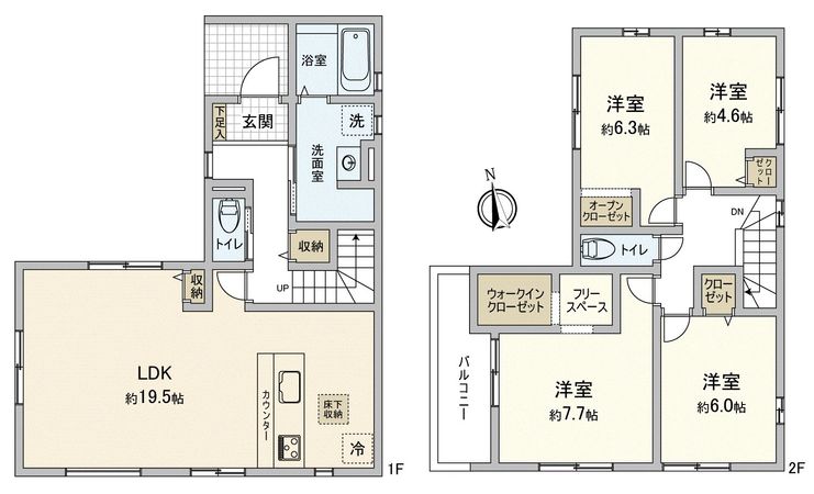 川越市今成1丁目築後未使用戸建3号棟 間取図(平面図)