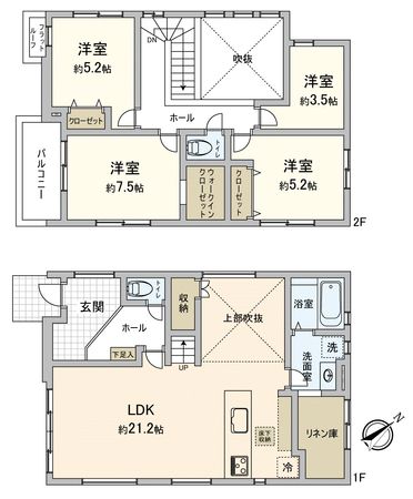 鶴ヶ島市大字上広谷新築戸建1号棟 間取図(平面図)