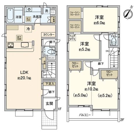 鶴ヶ島市大字上広谷新築戸建1号棟 間取図(平面図)