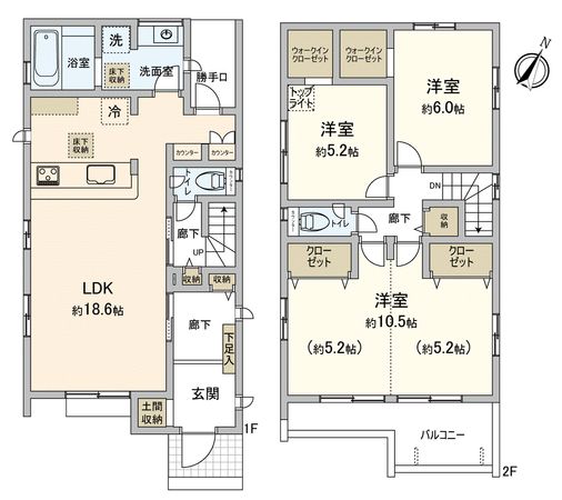 鶴ヶ島市大字上広谷新築戸建2号棟 間取図(平面図)