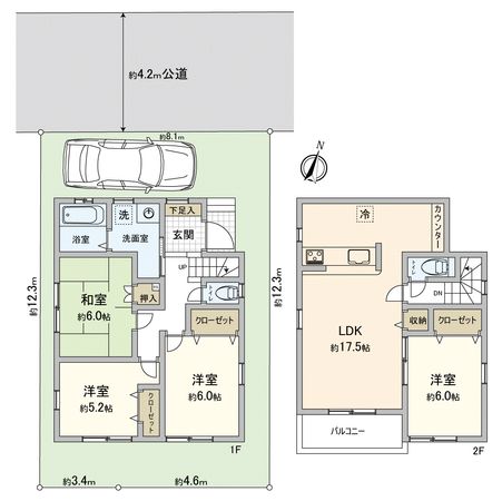 川越市大字寺尾戸建 間取図(平面図) 間取図(平面図)
