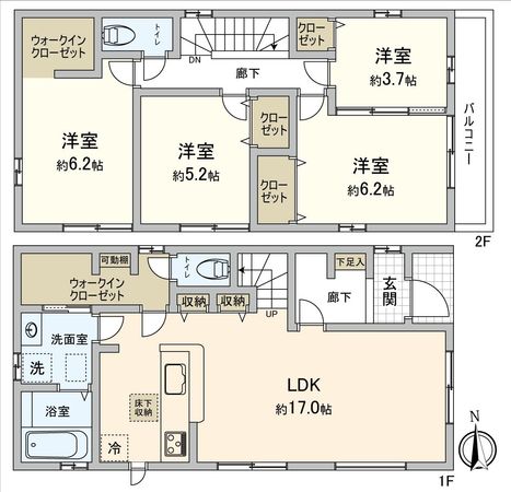 川越市石原町1丁目新築戸建2号棟 間取図(平面図)