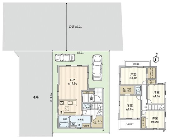 川越市小仙波町2丁目新築戸建 間取図(平面図) 川越市小仙波町2丁目新築戸建 間取図(平面図)