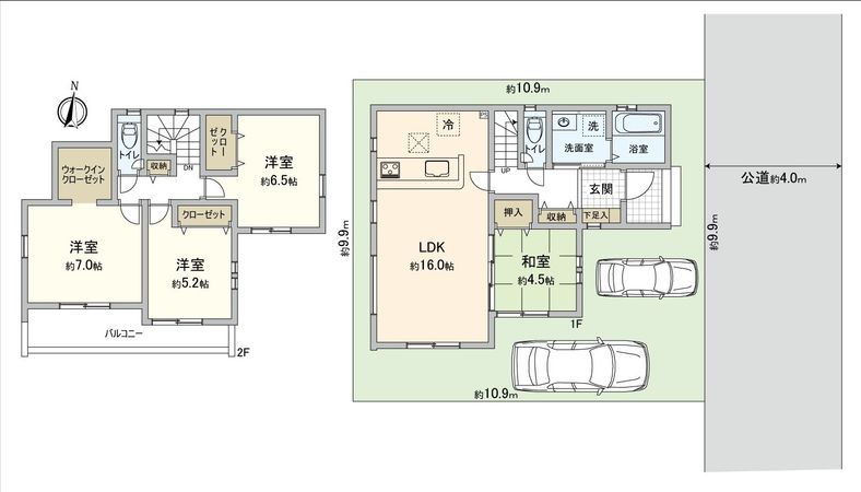 川越市霞ケ関北6丁目 新築戸建 間取図(平面図) 間取図(平面図)