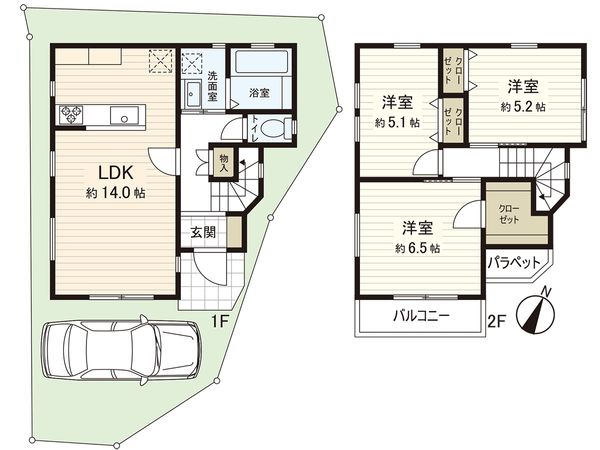 川越市大字砂新田 新築戸建 間取図(平面図) 川越市大字砂新田 新築戸建 間取図(平面図)