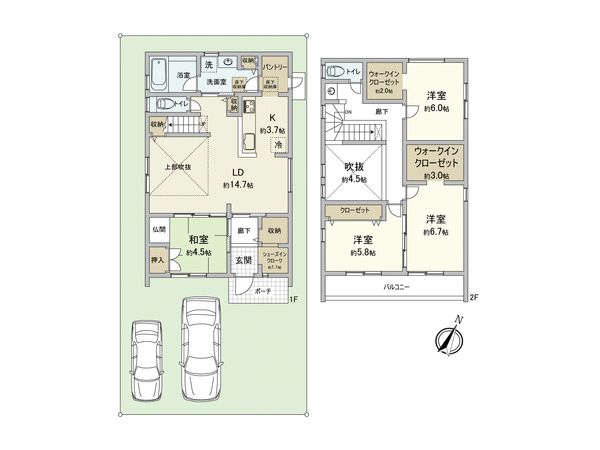 川越市大字石田 戸建 間取図(平面図)