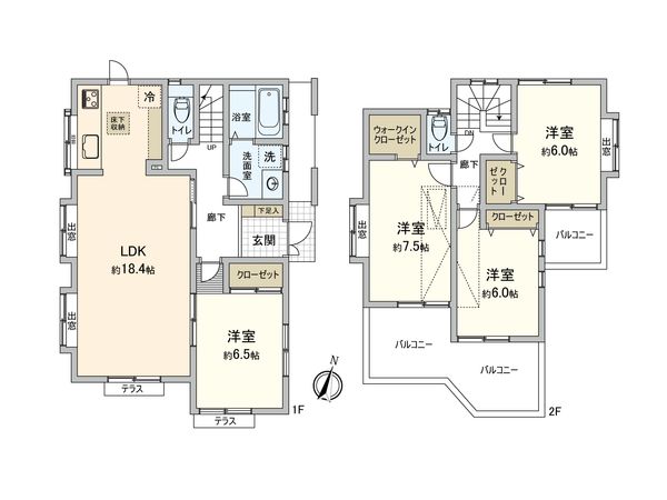 川越市大字笠幡 戸建 間取図(平面図) 川越市大字笠幡 戸建 間取図(平面図)