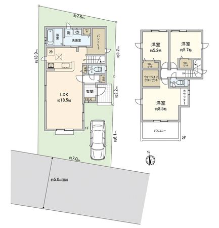 川越市新宿町4丁目新築戸建2号棟 間取図(平面図) 川越市新宿町4丁目新築戸建2号棟 間取図(平面図)