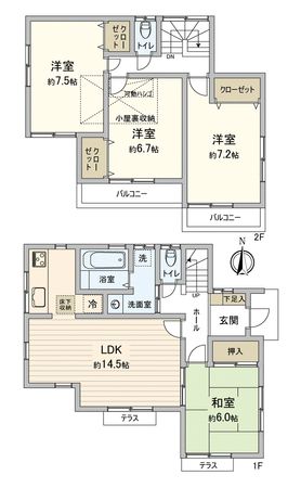 坂戸市にっさい花みず木6丁目 戸建 間取図(平面図) 坂戸市にっさい花みず木6丁目 戸建 間取図(平面図)