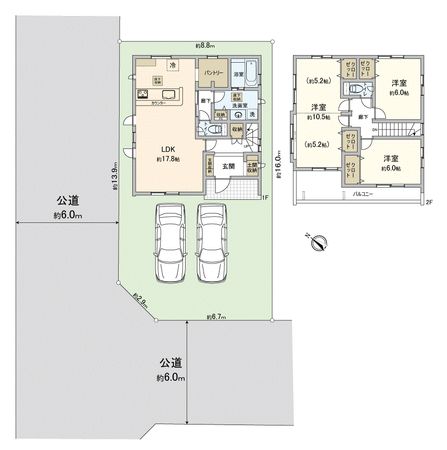 鶴ヶ島市脚折町5丁目新築戸建1号棟 間取図(平面図) 鶴ヶ島市脚折町5丁目新築戸建1号棟 間取図(平面図)