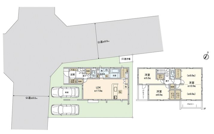 川越市砂新田2丁目新築戸建2号棟 間取図(平面図) 川越市砂新田2丁目新築戸建2号棟 間取図(平面図)