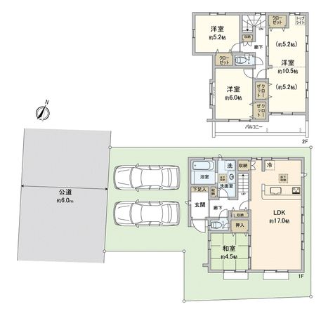 川越市砂新田2丁目新築戸建3号棟 間取図(平面図) 川越市砂新田2丁目新築戸建3号棟 間取図(平面図)